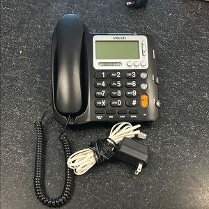 Black Corded Phone with LCD Display and Numeric Keypad